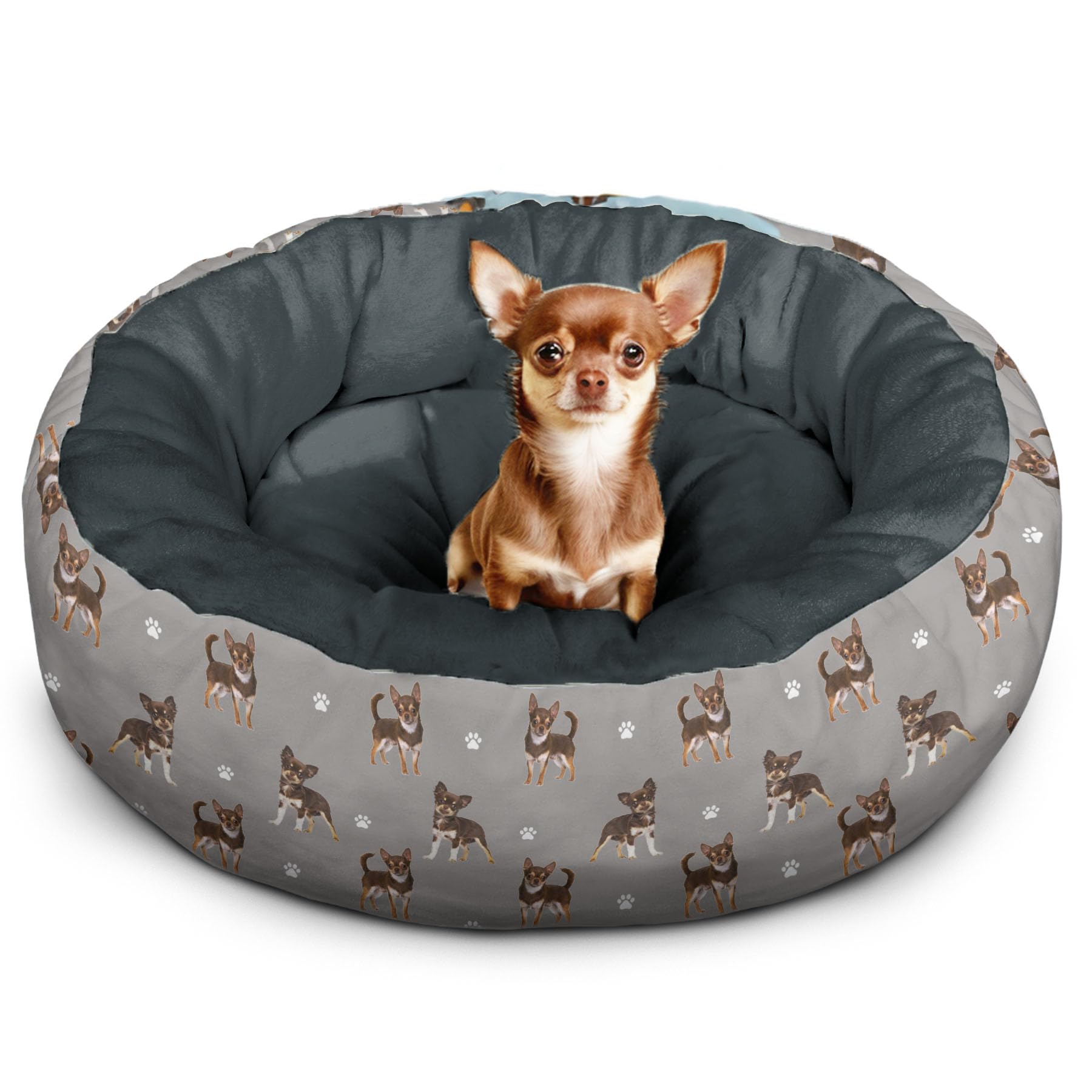 Dog Calming Beds for Small Medium Large Dogs - Round Donut Washable Dog Bed (Chihuahua, Small:20 * 20 * 8in)