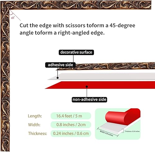 Miniatura 9 de Leenevs Renueva la decoración del hogar con moldeo de pared flexible autoadhesivo y recorte de 16.5 pies x 0.8 pulgadas, tiras de borde para