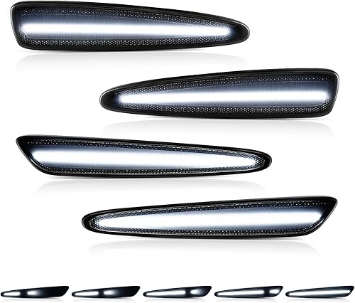 4 luces LED laterales compatibles con Chevy Corvette C6 2005-2013 escaneo secuencial intermitente a luz blanca constante, 10 veces más brillante,