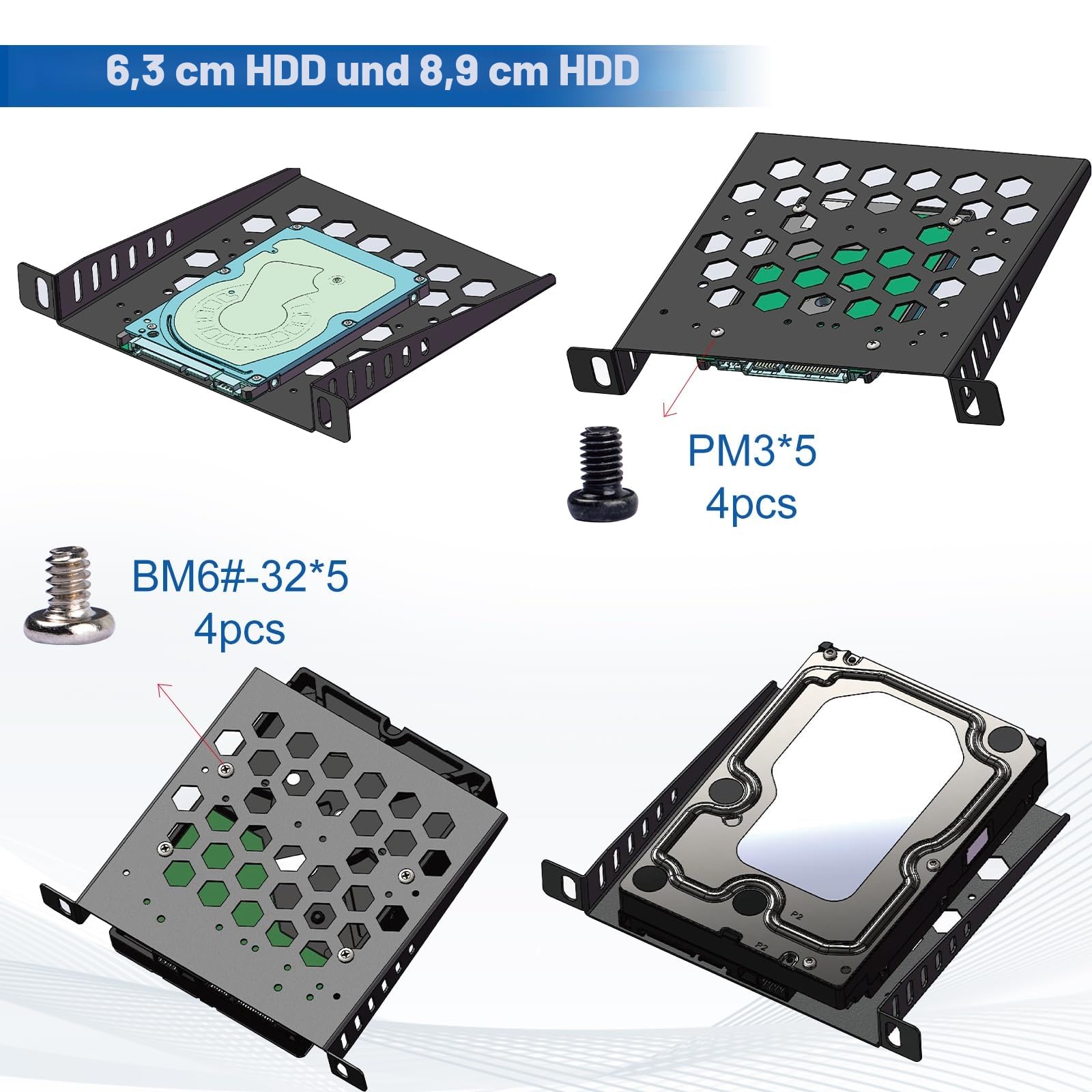 GeeekPi DeskPi RackMate TT Mini-Serverschrank für Mini-PCs, 200 mm Tiefes Mini-Rack inkl. 2X 0.5U Regalboden, für NAS, AV- & Netzwerktechnik (Silber)