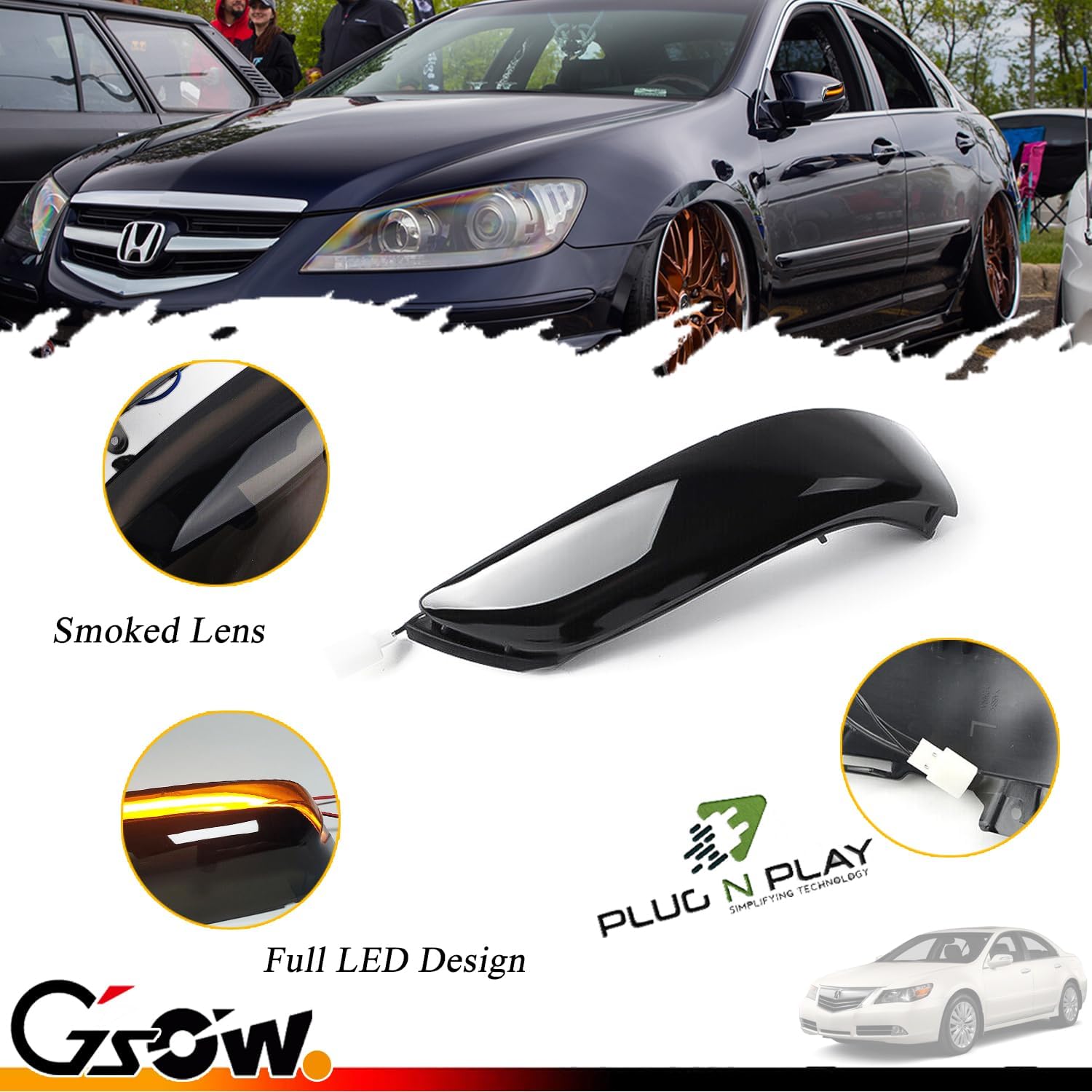 2 PCS Sequential Dynamic LED Side Mirror Turn Signal Lights for 2008-2013 Hon-da Accord & 06-09 Acura RL, Accord Accessories Turn Signal Indicator Lamp