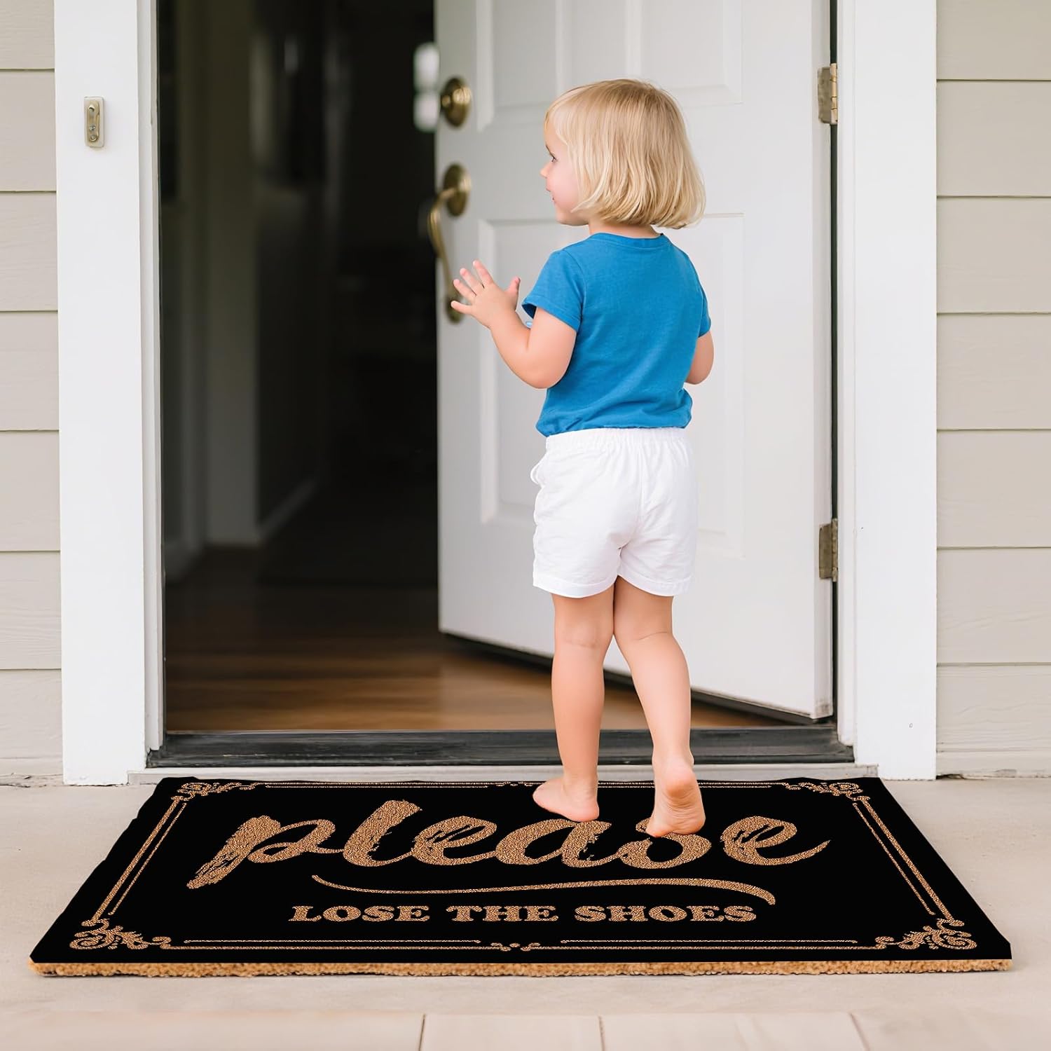 Please Lose The Shoes Doormat 30x17 Inch Funny Welcome Door Mat Front Door Mat Indoor Outdoor Entrance with Non-Slip PVC Backing Waterproof Black Home Decor Holiday