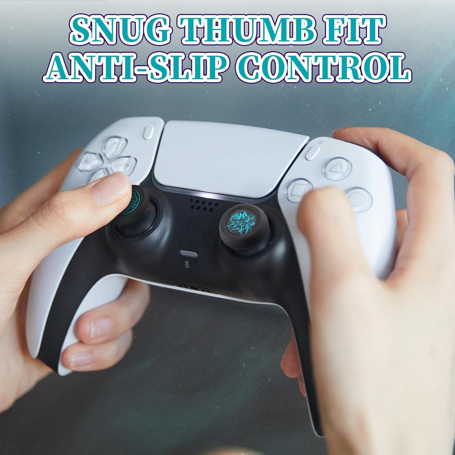 Sunken Sigil Silicone Thumb Grips 4 PCS, Joystick Caps for PlayStation 4/5, PS5, PS4, Xbox Series X/S, Xbox One, Switch PRO/Switch 2 Controller (Blue-Green) - Image 6