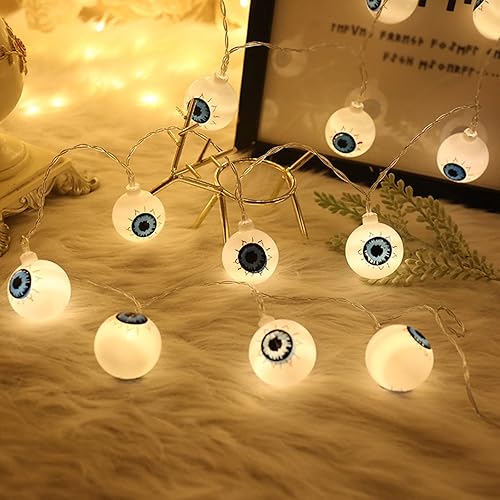 Miniatura 3 de HWZQDJ Guirnalda de luces de Halloween más temprana, feas y lindas luces LED de globo ocular, 4.9 ft de largo, decoración de fiesta de patio, luces
