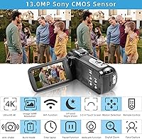 Vista 2 de Cámara de video, videocámara 4K 56MP con micrófono, cámara digital Ultra HD con zoom digital de 16X, cámara de vlogging para YouTube con pantalla