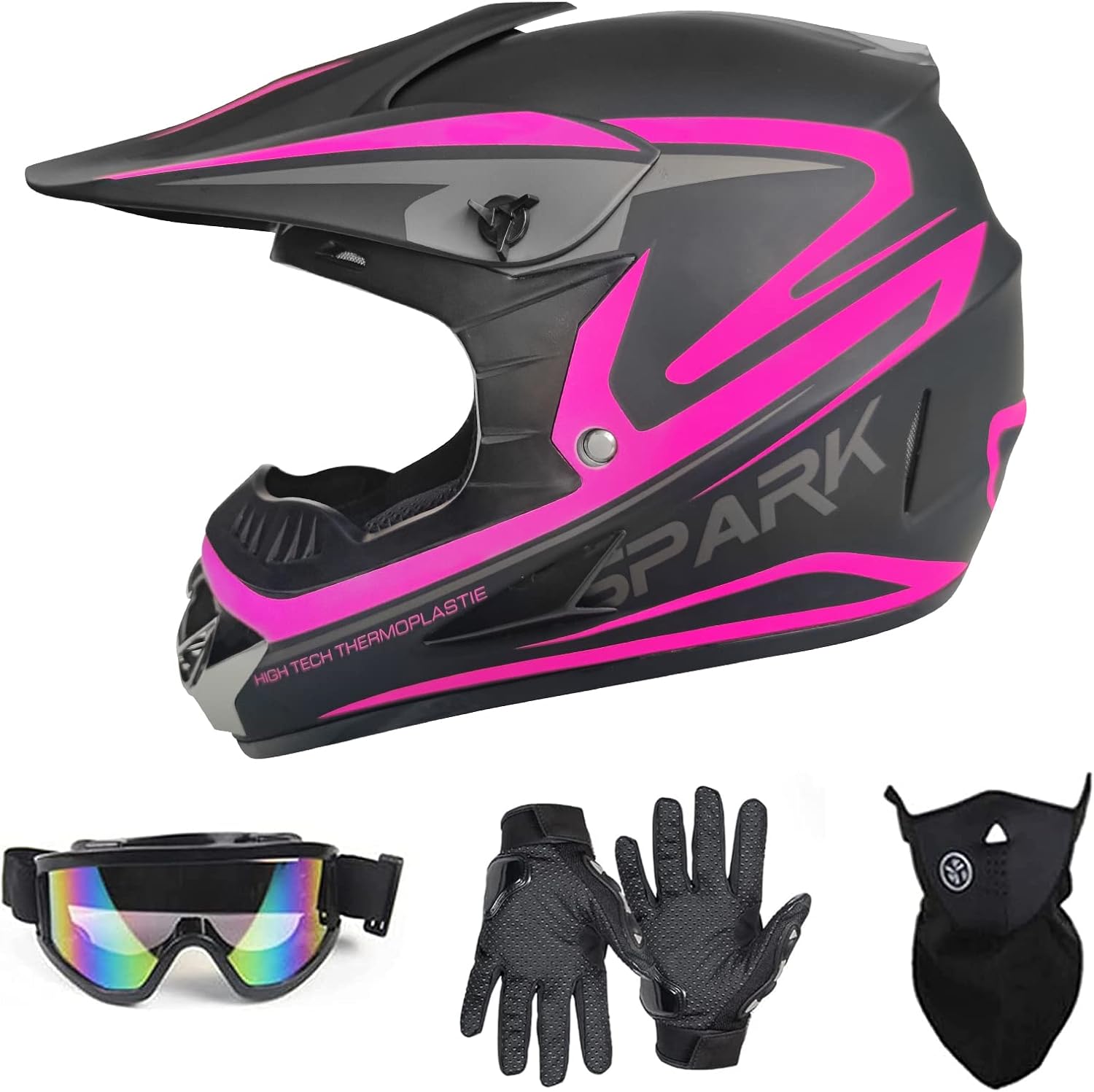 Youth Adult Dirt Bike ATV Helmet Motocross Anti-Collision Full Face Motorcycle DOT Approved BMX Downhill Off-Road Mountain Bike Helmet with SUV Goggles Gloves Face Shield Youth Adult Dirt Bike ATV Helmet Motocross Anti-Collision Full Face Motorcycle DOT Approved BMX Downhill Off-Road Mountain Bike Helmet with SUV Goggles Gloves Face Shield