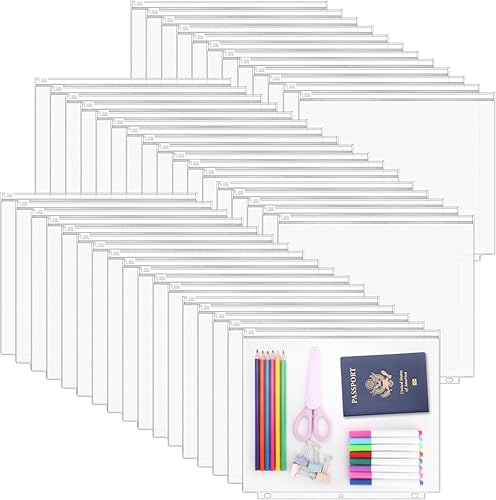 Vista 11 de Antner Paquete de 18 bolsillos transparentes de tamaño carta, 3 anillas, con cremallera, organizador de documentos, impermeable, PVC, 3 agujeros