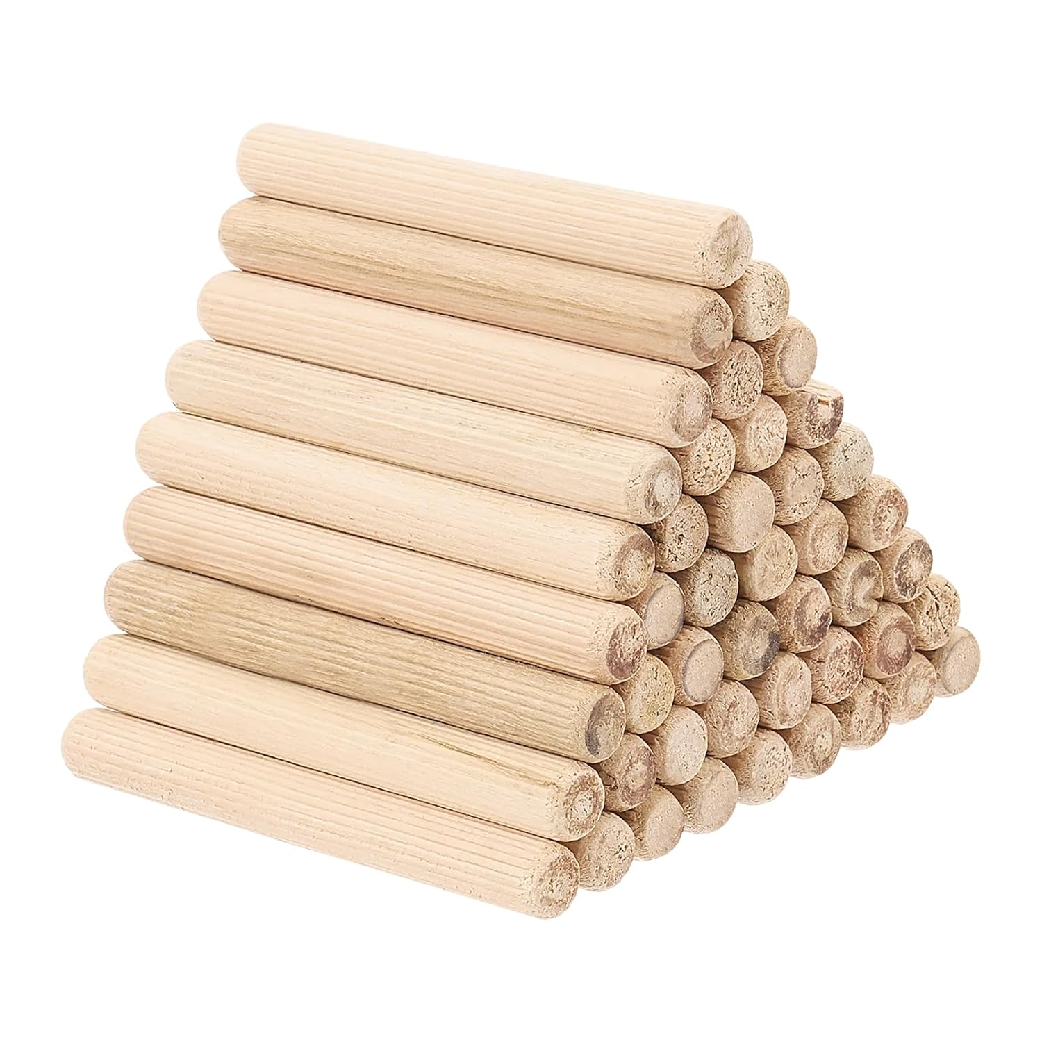 PATIKIL 1/2" x 4"(12 x 100mm) Wood Dowel Pins, 100 Pack Fluted Wooden Dowel Pin Straight Groove Rods for Furniture Door Art Crafts Projects