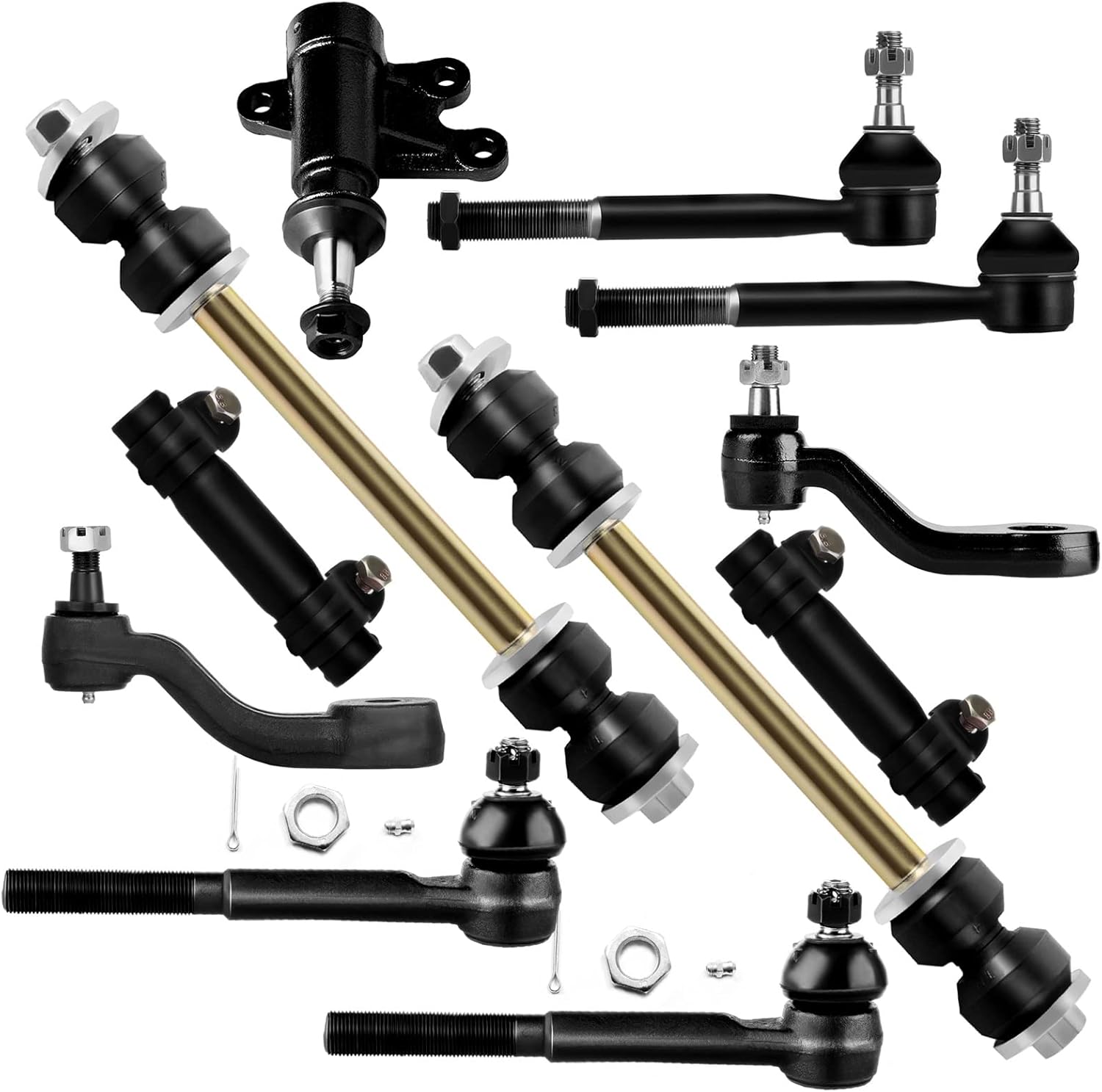 SCITOO 11pcs Suspension Kit 1 Idler Arm 1 Bracket Assembly 1 Pitman Arm 2 Outer 2 Inner Tie Rod End 2 Tie Rod End Adjusting Sleeve 2 Stabilizer Bar fit for 1993 94 95 96 97 98 1999 for GMC Yukon 4WD