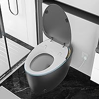 Vista 3 de WinZo Inodoro inteligente moderno en forma de huevo con bidé integrado, descarga automáticaapertura automática, pantalla LED de luz nocturna
