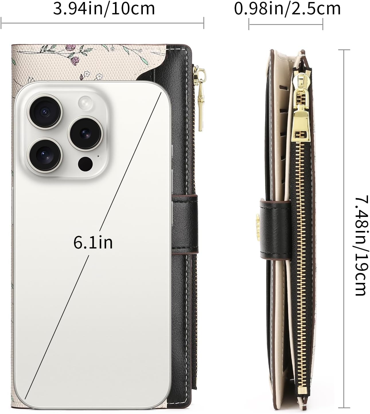 GAEKEAO Womens Wallet Slim Thin RFID Blocking Floral Vegan Leather Card Holder Bifold Long Ladies Wallet with Zipper Pocket - Image 3