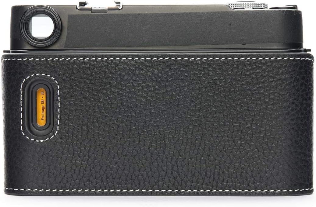 Hexar AF Case, BolinUS Handmade Genuine Real Leather Half Camera Case Bag Cover for Konica Hexar AF Camera with Hand Strap (Black)