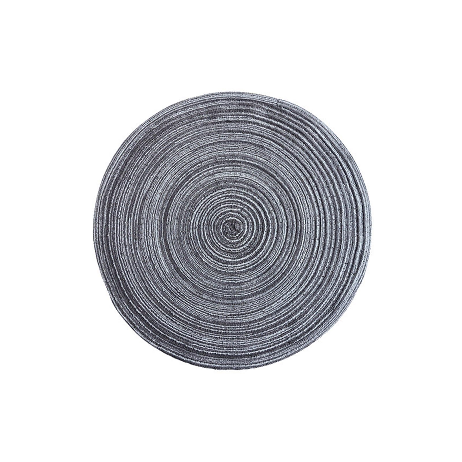 Insulated Coasters 36PCS Nordic Style Cotton Yarn Dinner Placemat Round Ramie Woven Cup Mat Heat Insulation Plate Anti-scald Non-Slip Coaster(Black grey)