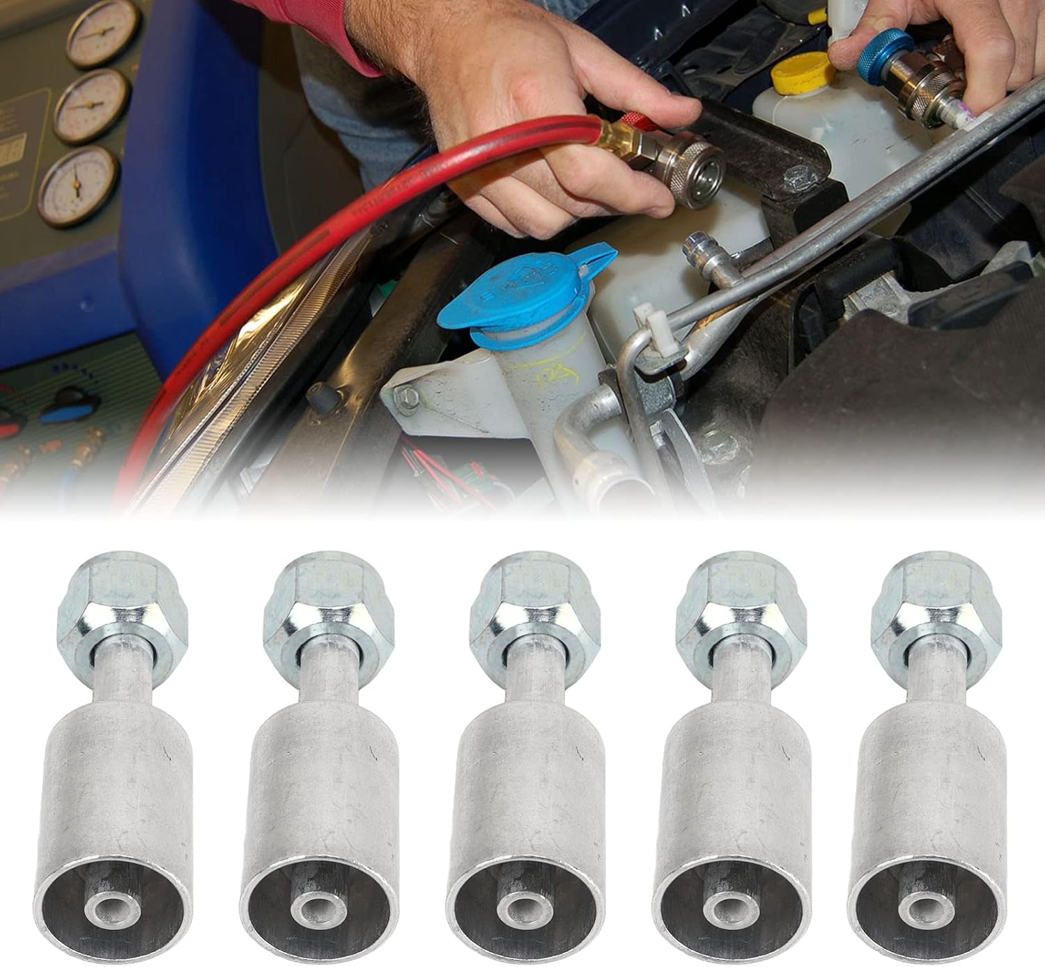 10 Pcs Air Conditioning Beadlock, R12 3/8in Sleeve Automotive Straight 180° AC Fitting Beadlock, Aluminium Air Conditioning Direct Fitting for Car Truck