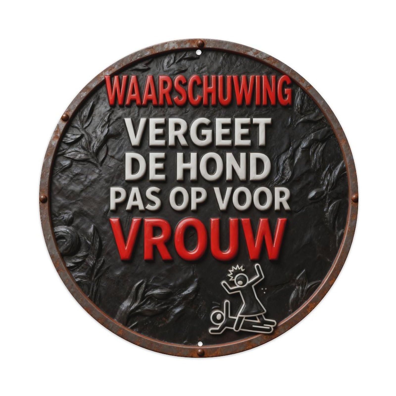 Zlatcbu Vintage Dutch Warning Beware Woman Metal Tin Sign Retro Wall Art Poster, Decor For Home Living Room Bar Cafe Garage, 8X8 Inch