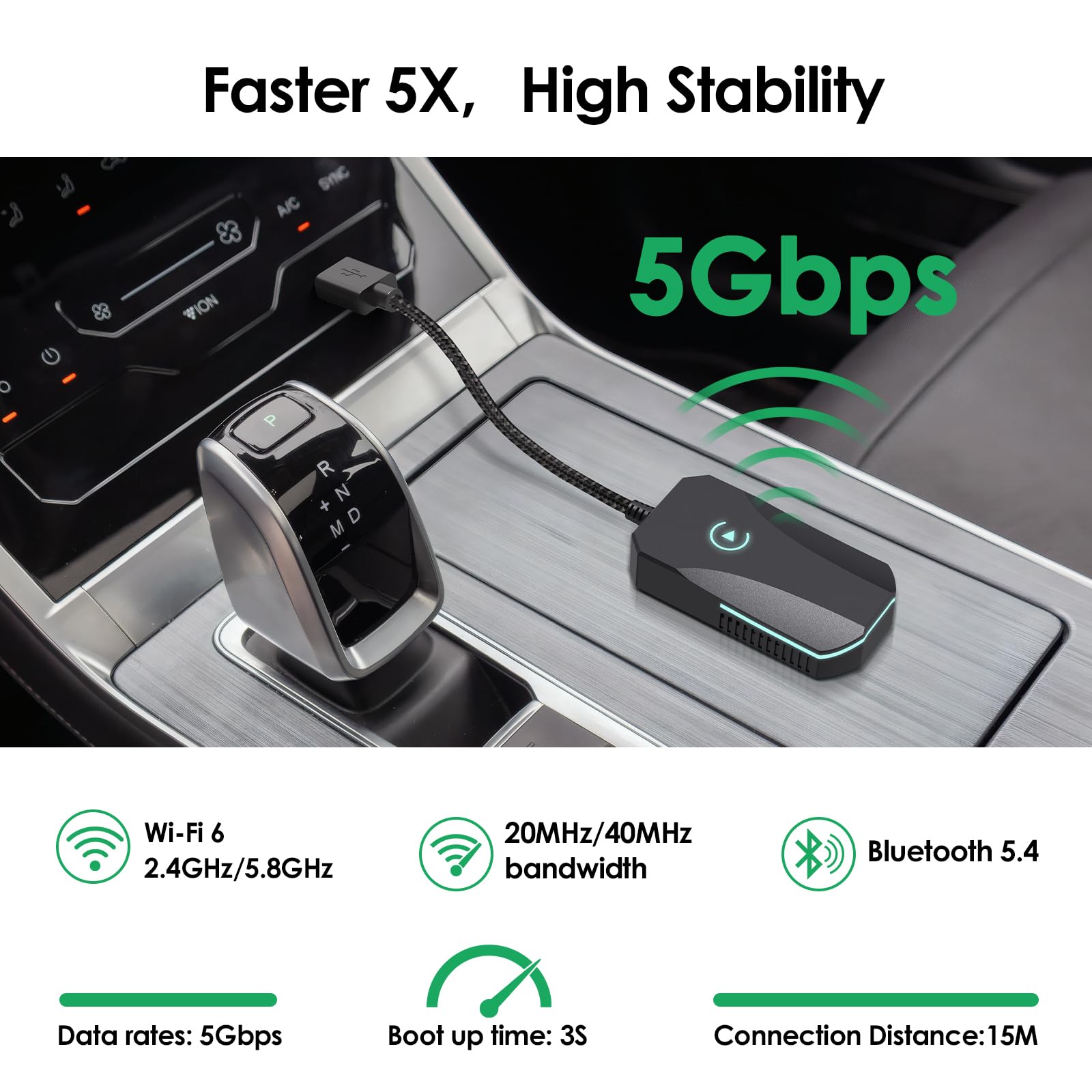 Wireless Carplay Adapter for iPhone (Black)