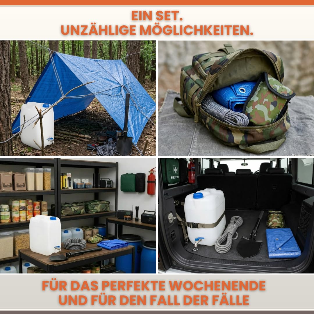 4-TLG. Notfallset Basic mit Wasserkanister 20L BPA-Frei