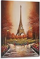 Vista 1 de Arte de la Torre Eiffel, paisaje urbano de París al atardecer, póster de Francia, hermoso paisaje urbano famoso, impresiones artísticas de pared