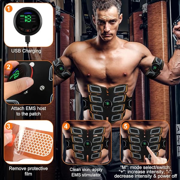 Aolso Electrostimulateur Musculaire, Ceinture Abdominale Electrostimulation, 6 Modes et 18 Intensités, Abdos Musculation Appareil pour Abdos/Bras/Jambes/Fesses,Homme Femme - 3