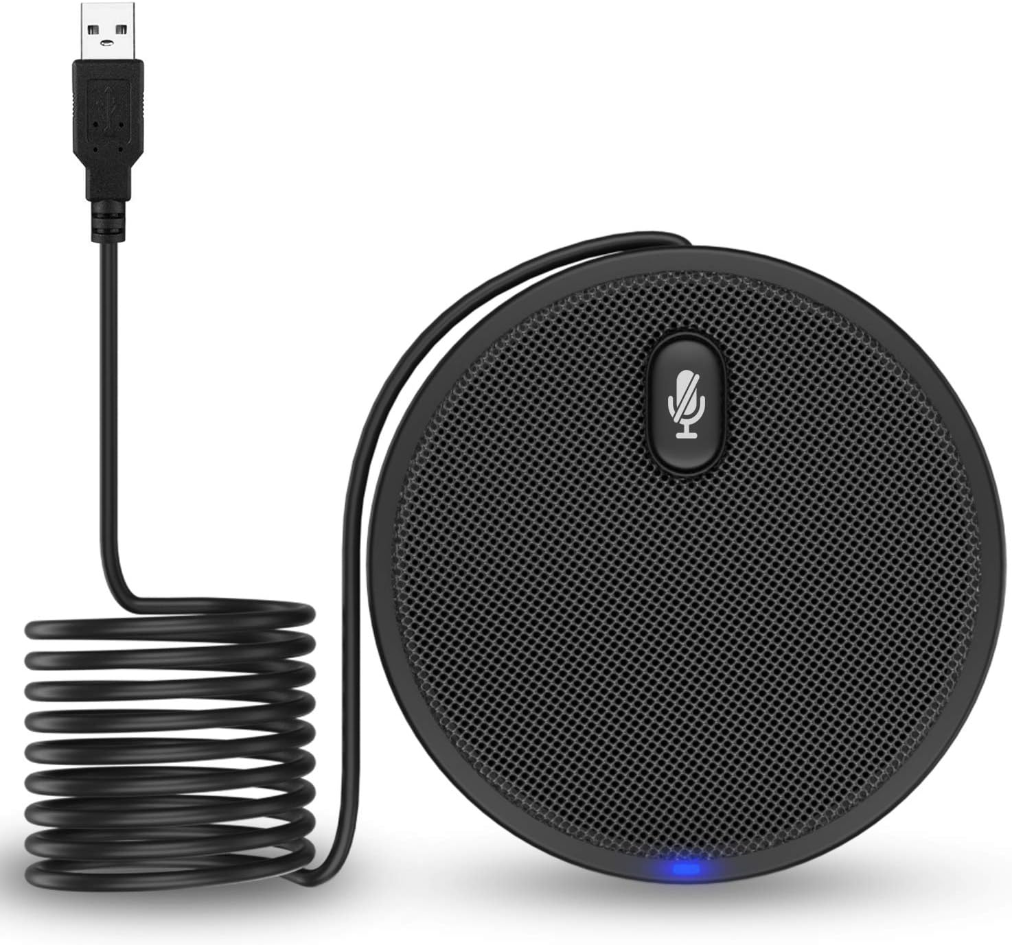 USB Conference Microphone, 360° Omnidirectional Condenser PC Microphones with Mute Plug & Play Compatible with Mac OS X Windows for Video Conference,Gaming,Chatting,Skype