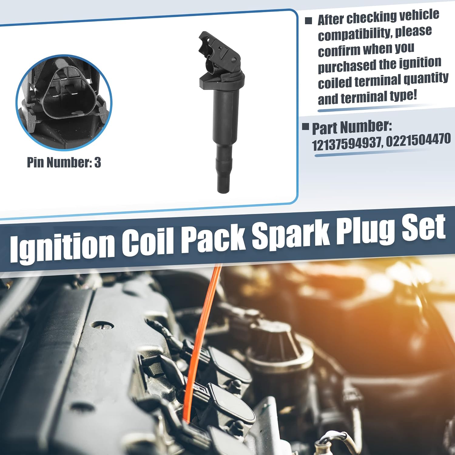 ACROPIX Automotive Replacement Ignition Coils Fit for BMW - Pack of 6 Black