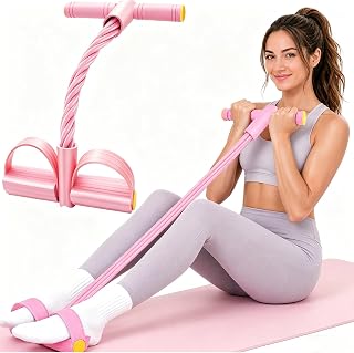Pedal Resistance Band with Handle, Upgraded 6-Tube Multifunction Elastic Foot Pedal Puller Resistance Bands, Natural Rubber Sit up Bands with Feet Strap Fitness Band for Abdomen, Waist, Arm, Leg