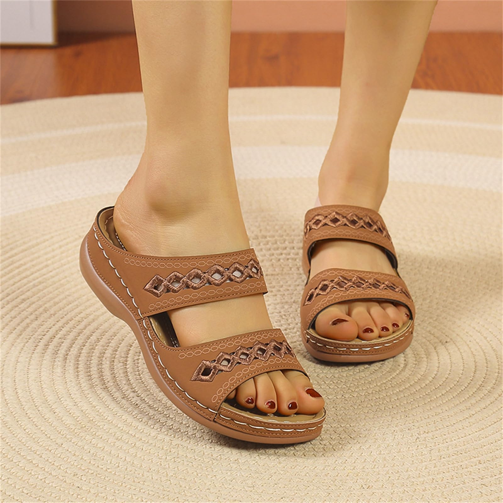 Sandalias de mujer Schiava bajas - Zapatillas de verano perforadas a la