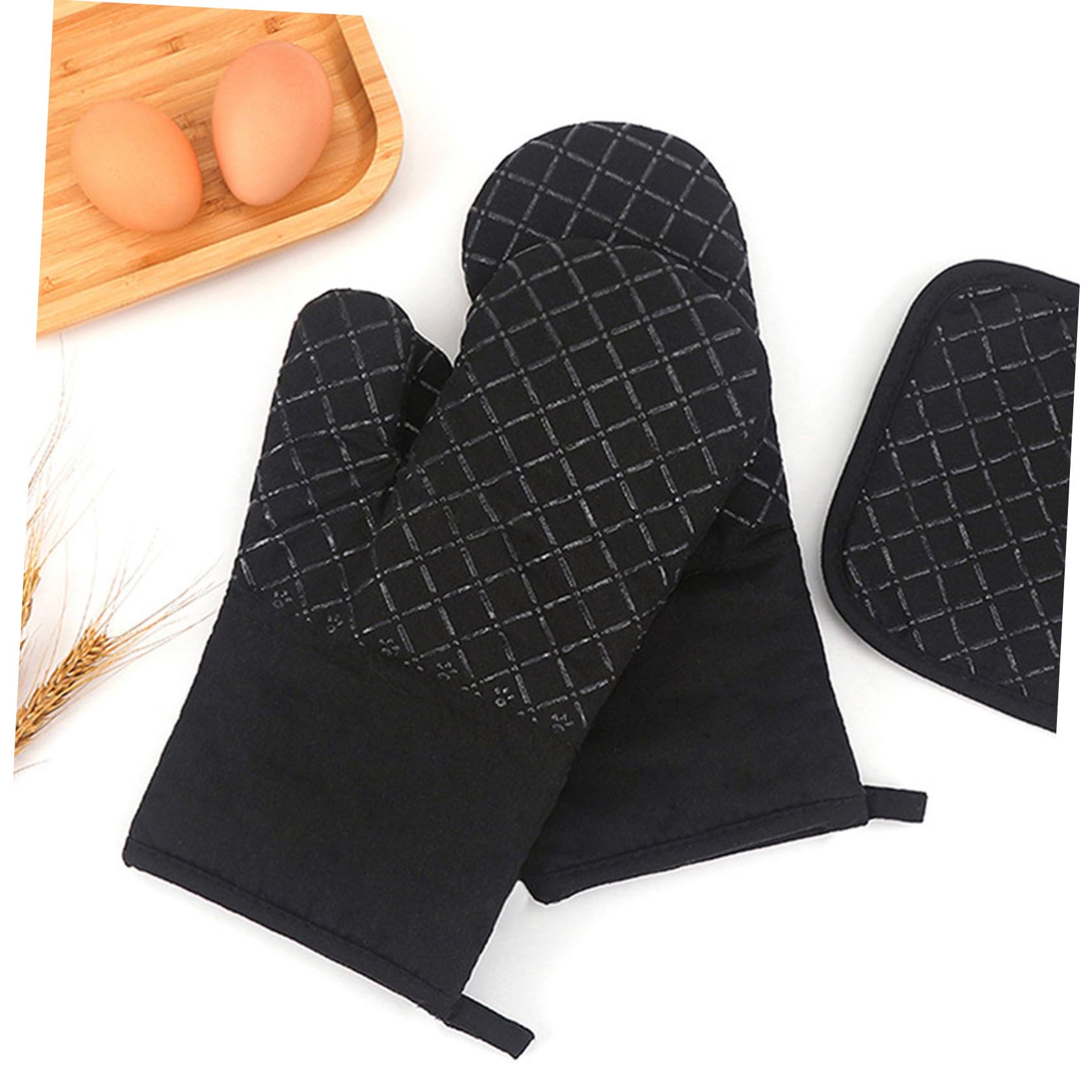 COLLBATH Guanti Da Forno Resistenti Al Calore Presine Sottopentole e Grembiuli Da Cucina Per Cucinare Barbecue e Microonde Antiscivolo e Sicuri Per Famiglia
