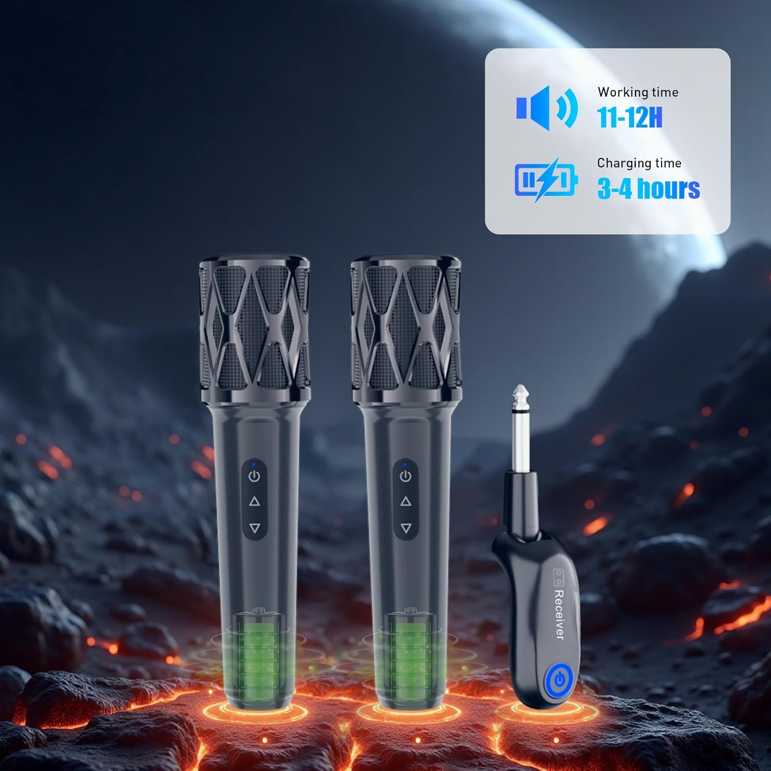 ZOWEETEK Wireless Microphones for Singing,Dual Handheld Dynamic Mic with Rechargeable Receiver,Karaoke Microphone Set for Singing,Wedding,Home Party, Classroom,Speech,Church,PA System,Plug and Play