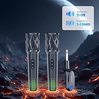 Vista 5 de ZOWEETEK Micrófonos inalámbricos para cantar, micrófono dinámico de mano dual con receptor recargable, juego de micrófono de karaoke para cantar