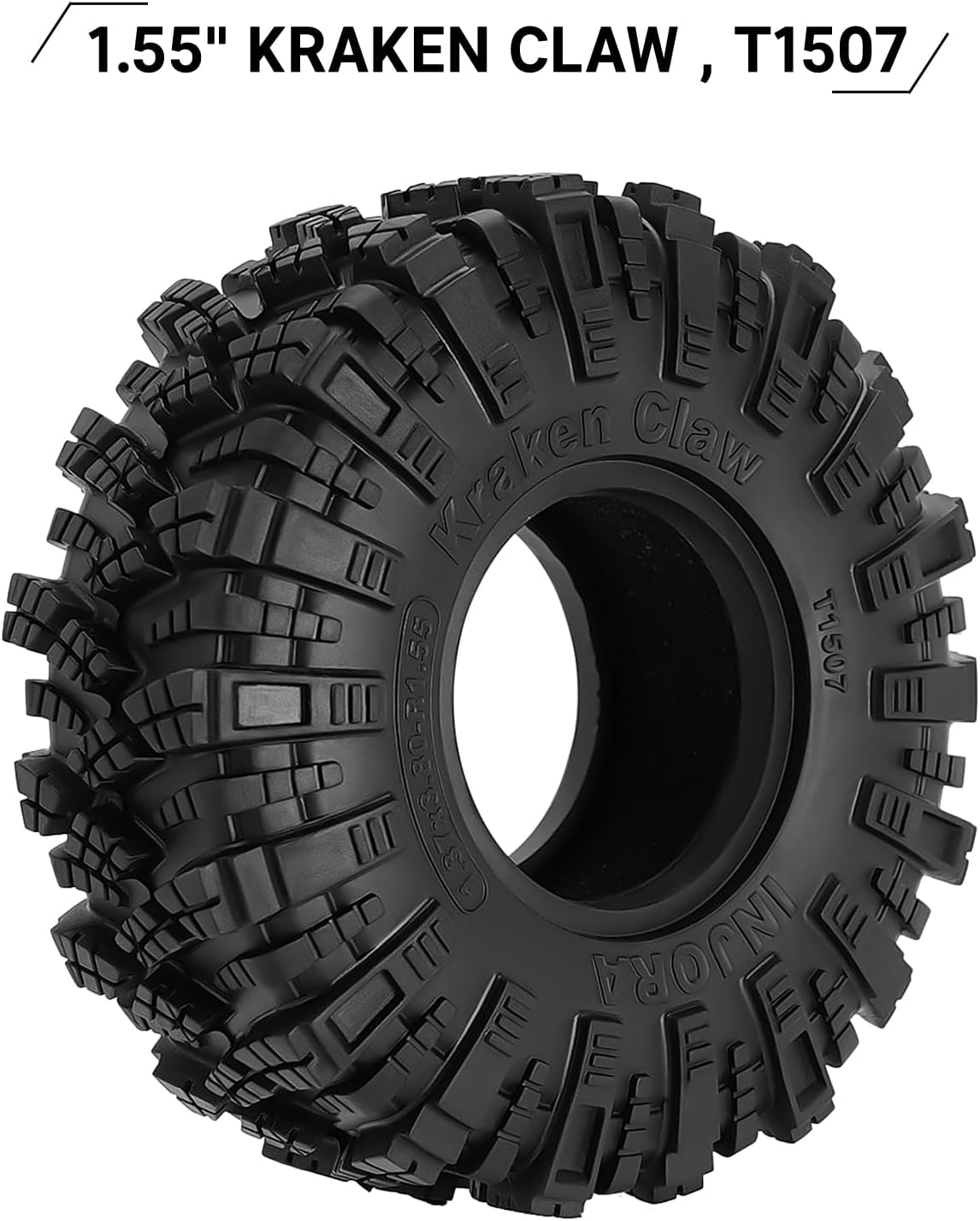 INJORA 1.55" Mud Terrain Tires - Kraken Claw Wheel Tires for Axial AX90069 UTB18 MST JIMNY RC Crawler Car(T1507)