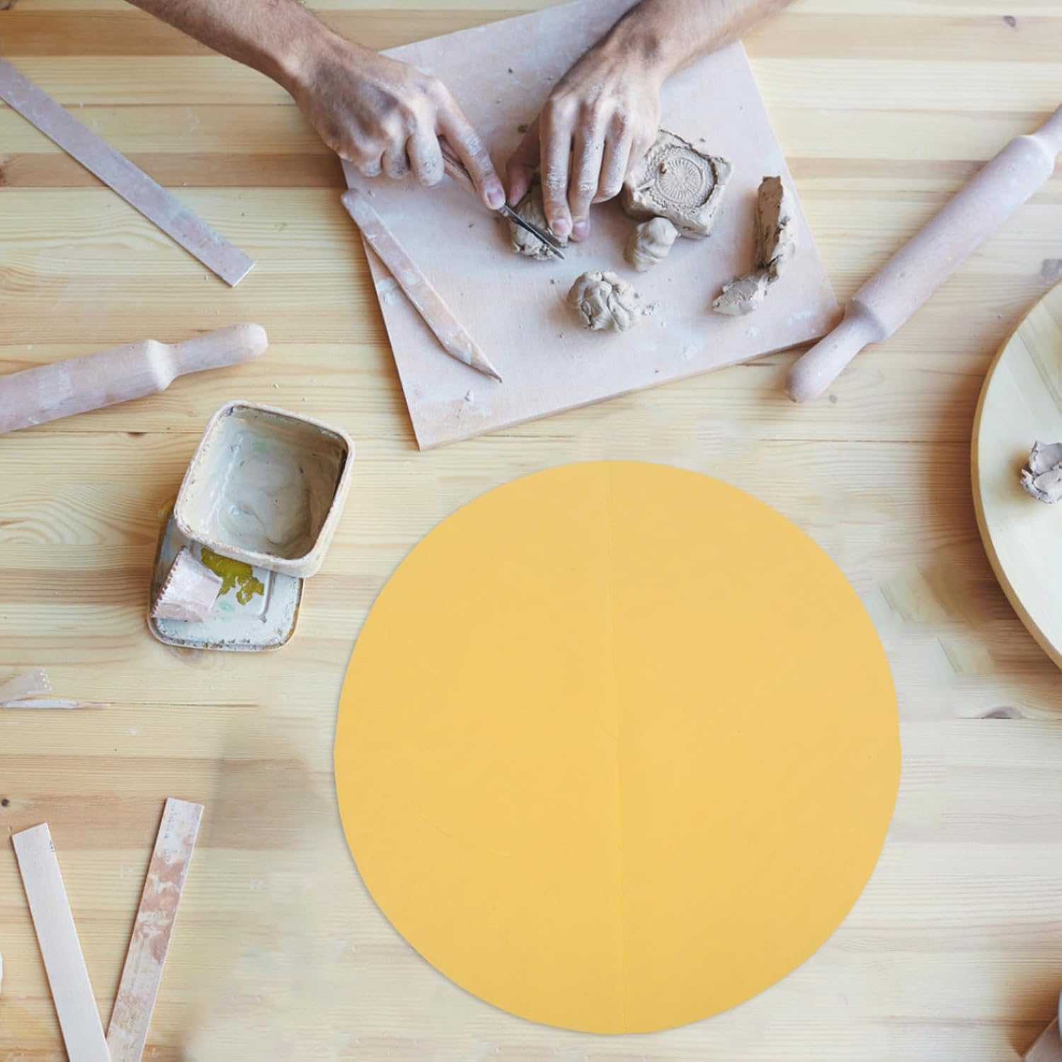 Clay Throwing Cloth PVA Pad, Yellow 3pcs for Pottery Wheel
