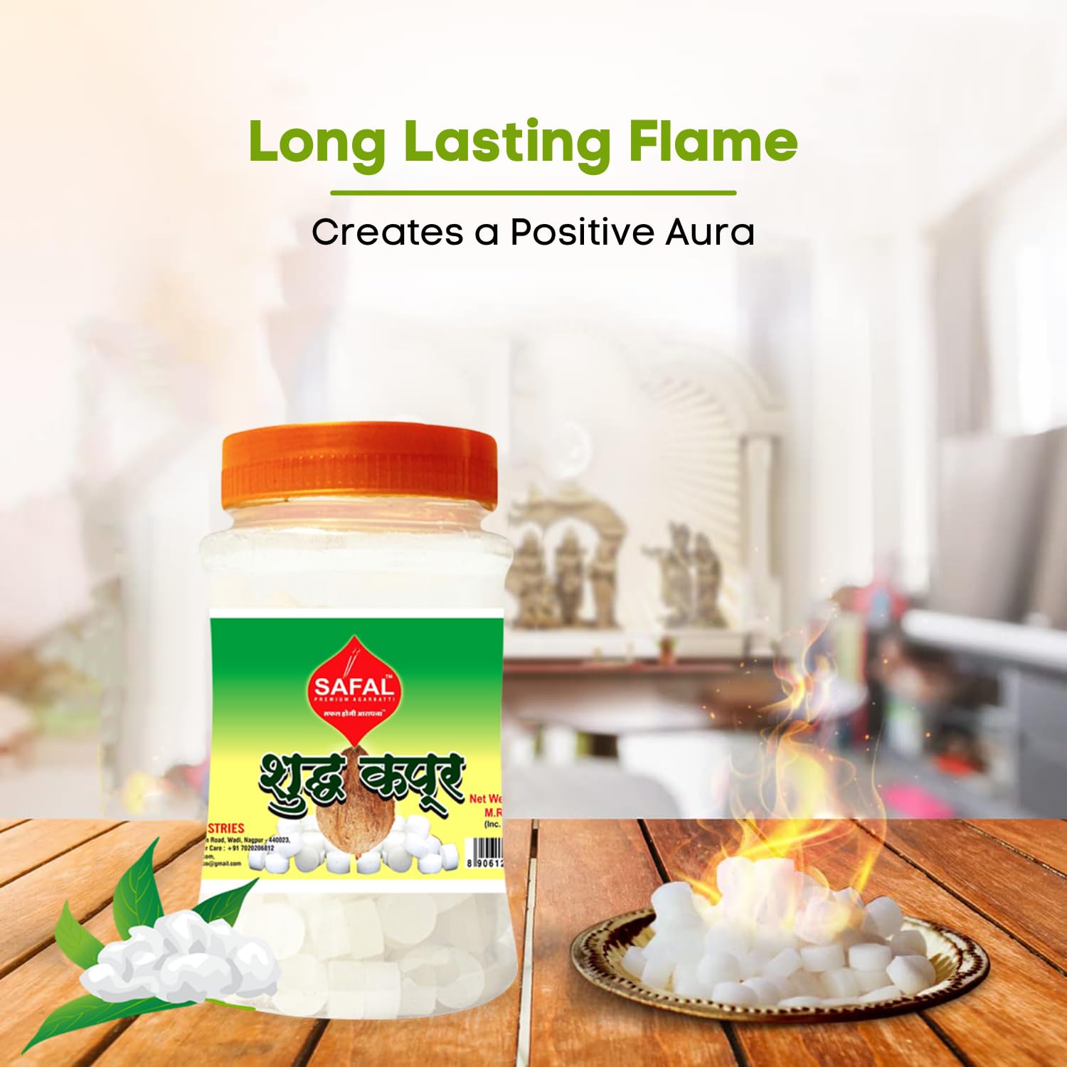 SAFAL Camphor | Kapoor for Pooja | Camphor Tablets Jar 100gms | Pooja Kapoor for Mandir | Pack of 2 for Room, Car, Air Freshener & Mosquito Repellent 2