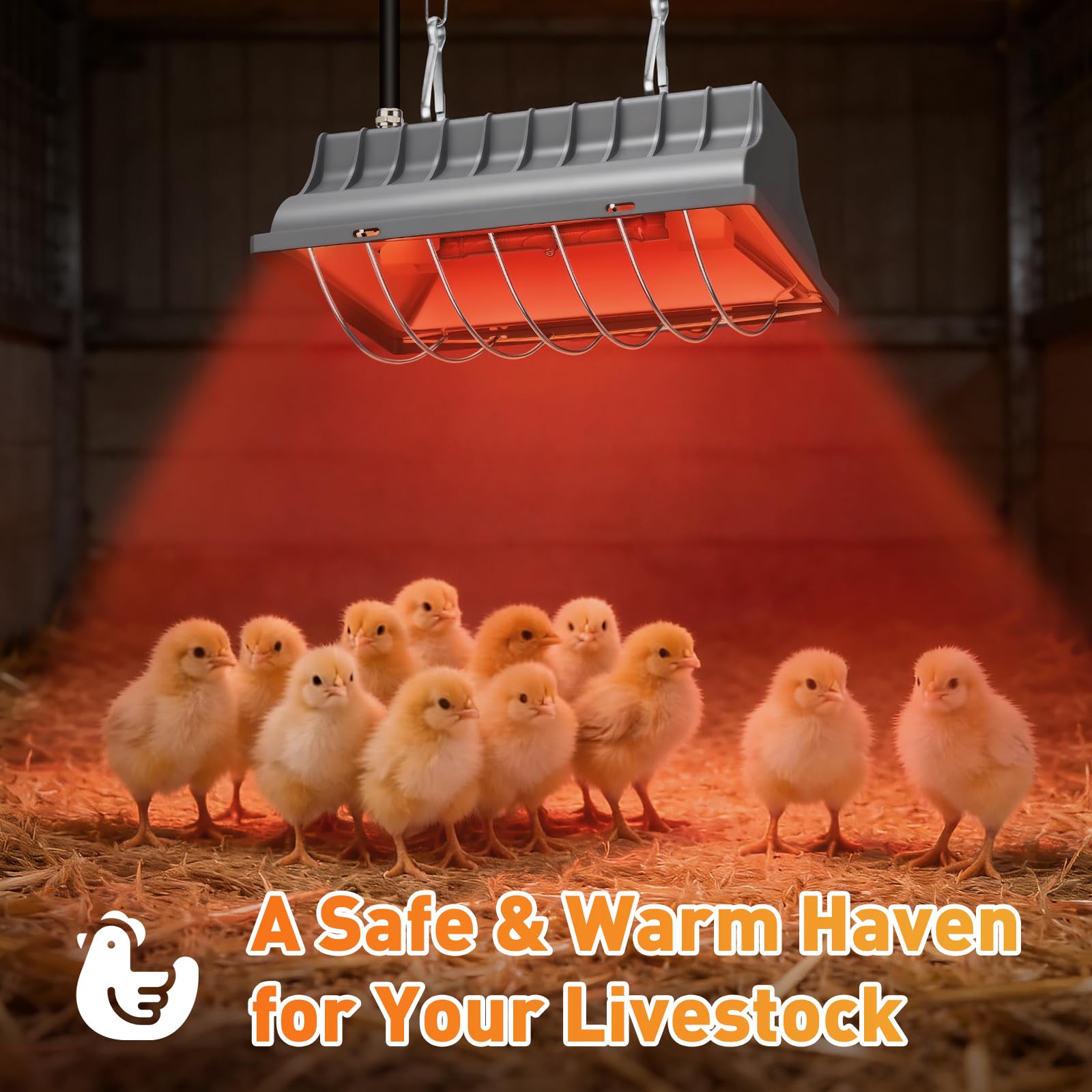 Chauffant Poussin, avec Contrôle de Température 300 W/150 W | Lampe Chauffante Pour Volaille, IPX4 résistante à l'eau, pour poussins, porcelets et volailles