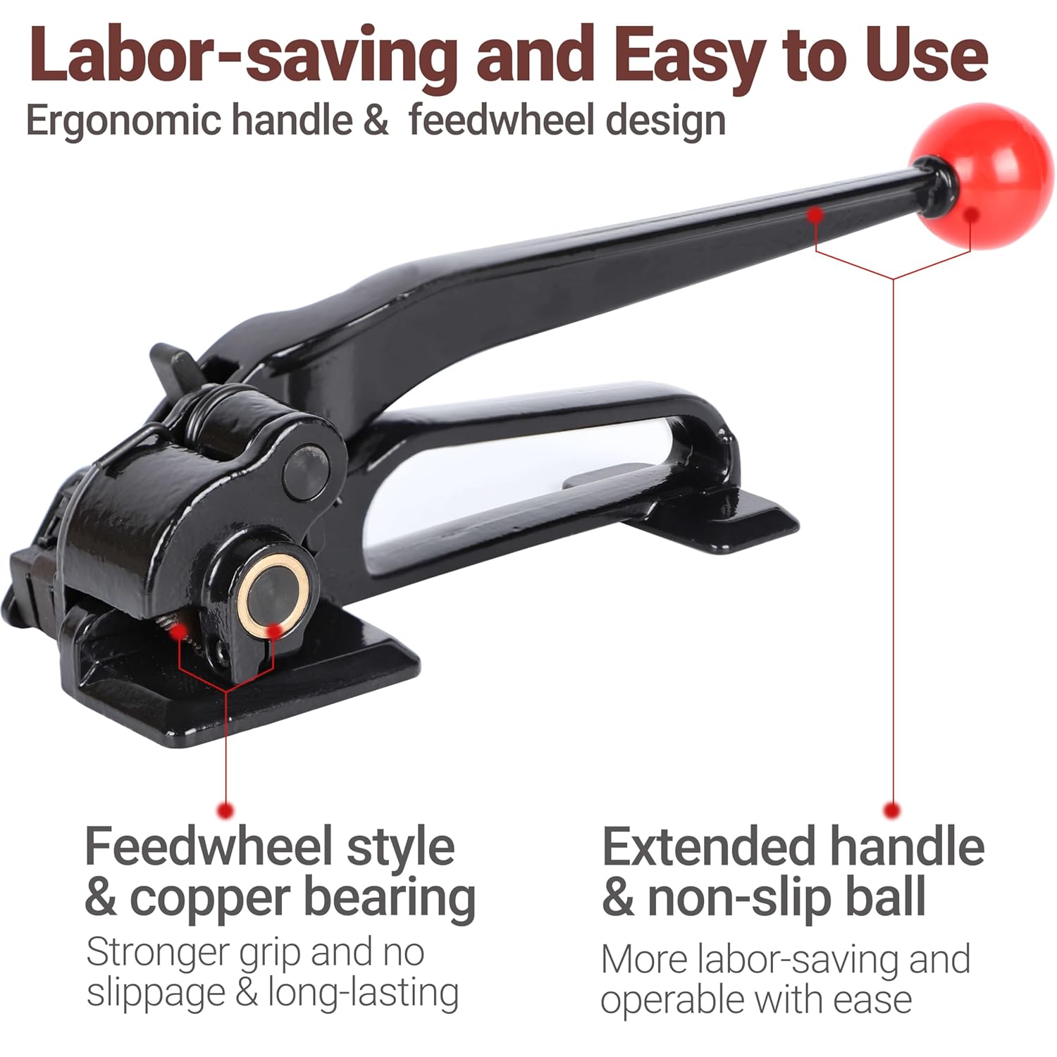 Heavy-Duty High Tensile Steel Strapping Tensioner Tool - Metal StrappingTool Feed-Wheel Banding Tensioner for 3/8" to 3/4" Metal Banding, Strapping Banding Tool for High Tensile Pallet Packing