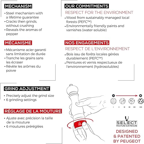 Miniatura 9 de Molinillo de pimienta "Paris U'Select" con inscripción "Peugeot 23485", de 9, color chocolate, 5 pulgadas, Chocolate