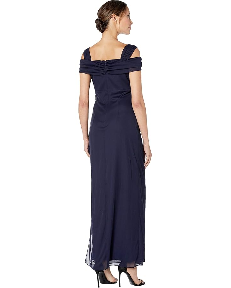 Alex Evenings Long Cold Shoulder Dress with Cowl Neckline - #3 of 4