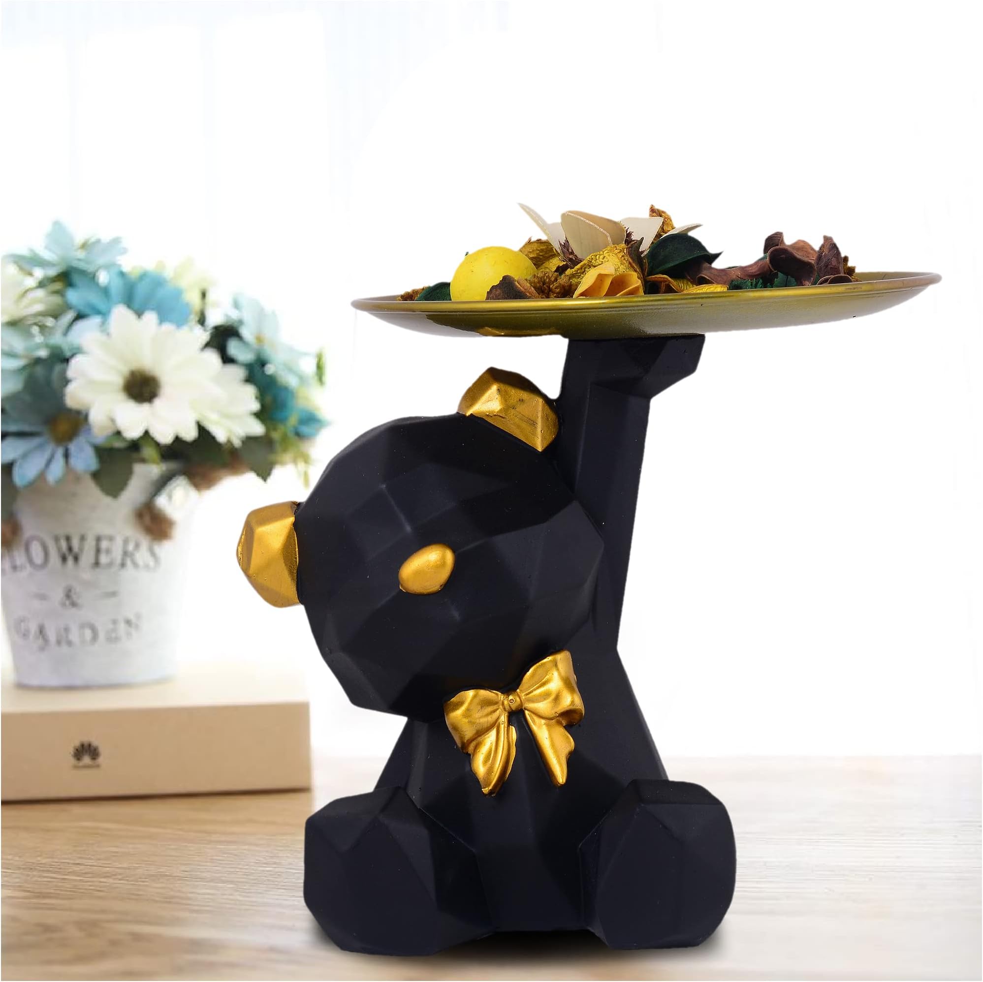 zart Resin Cool Dog Showpiece For Home Shelves Decor Item, Home Kitchen Decor, Office Decor Item (Black), Pack of 1