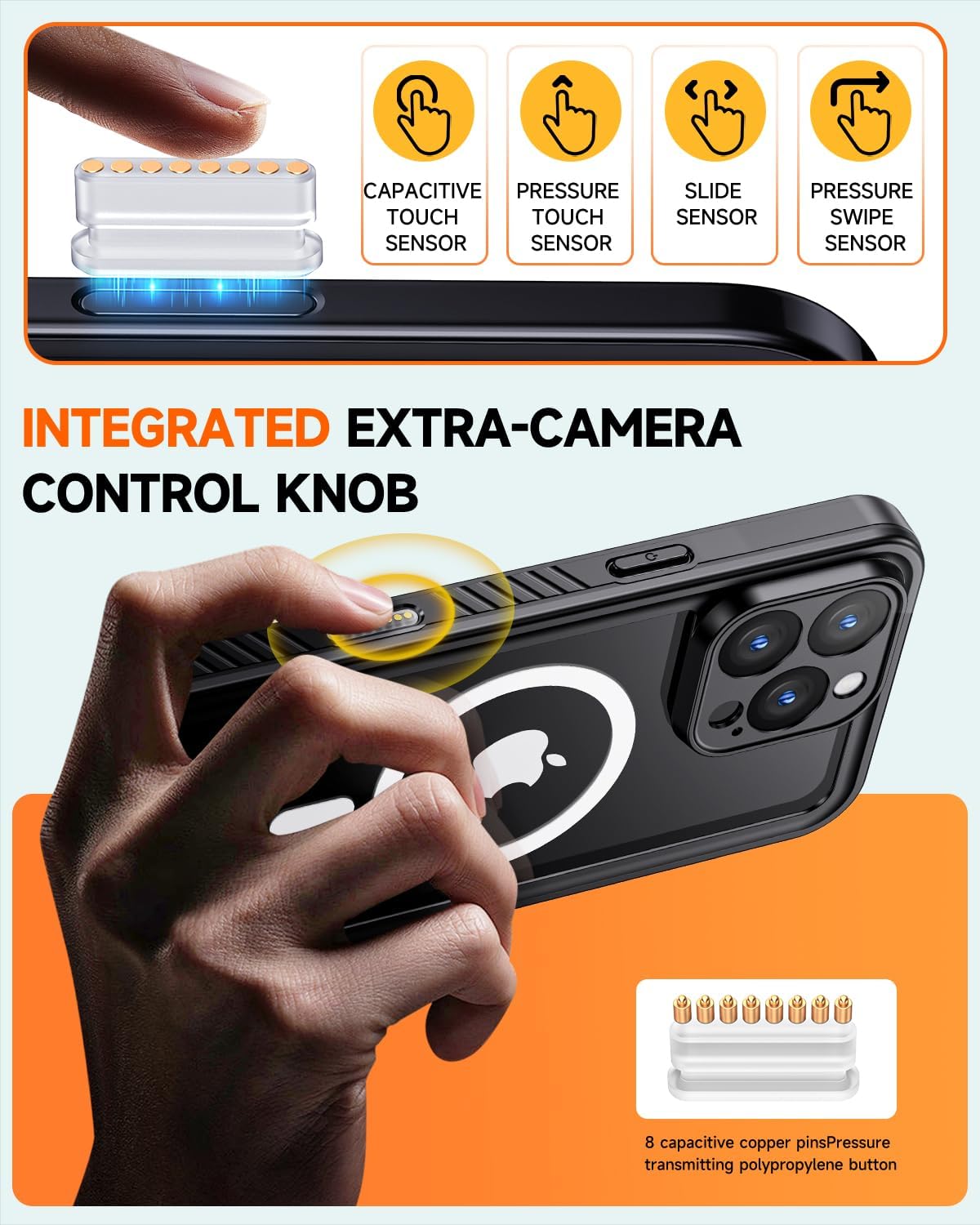 Lanhiem for iPhone 16 Pro Max Privacy Case, IP68 Waterproof Dustproof, [Compatible with MagSafe] [Built in Anti-Spy Screen Protector] Heavy Duty Full Body Rugged Magnetic Phone Case (Black/Clear) - Image 7