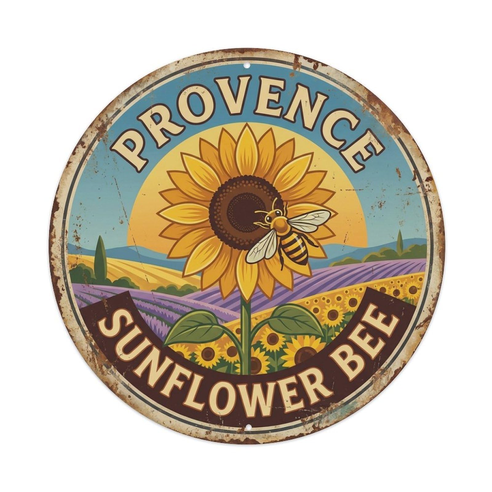 Culture Travel Provence France Sunflower Bee Metal Tin Sign