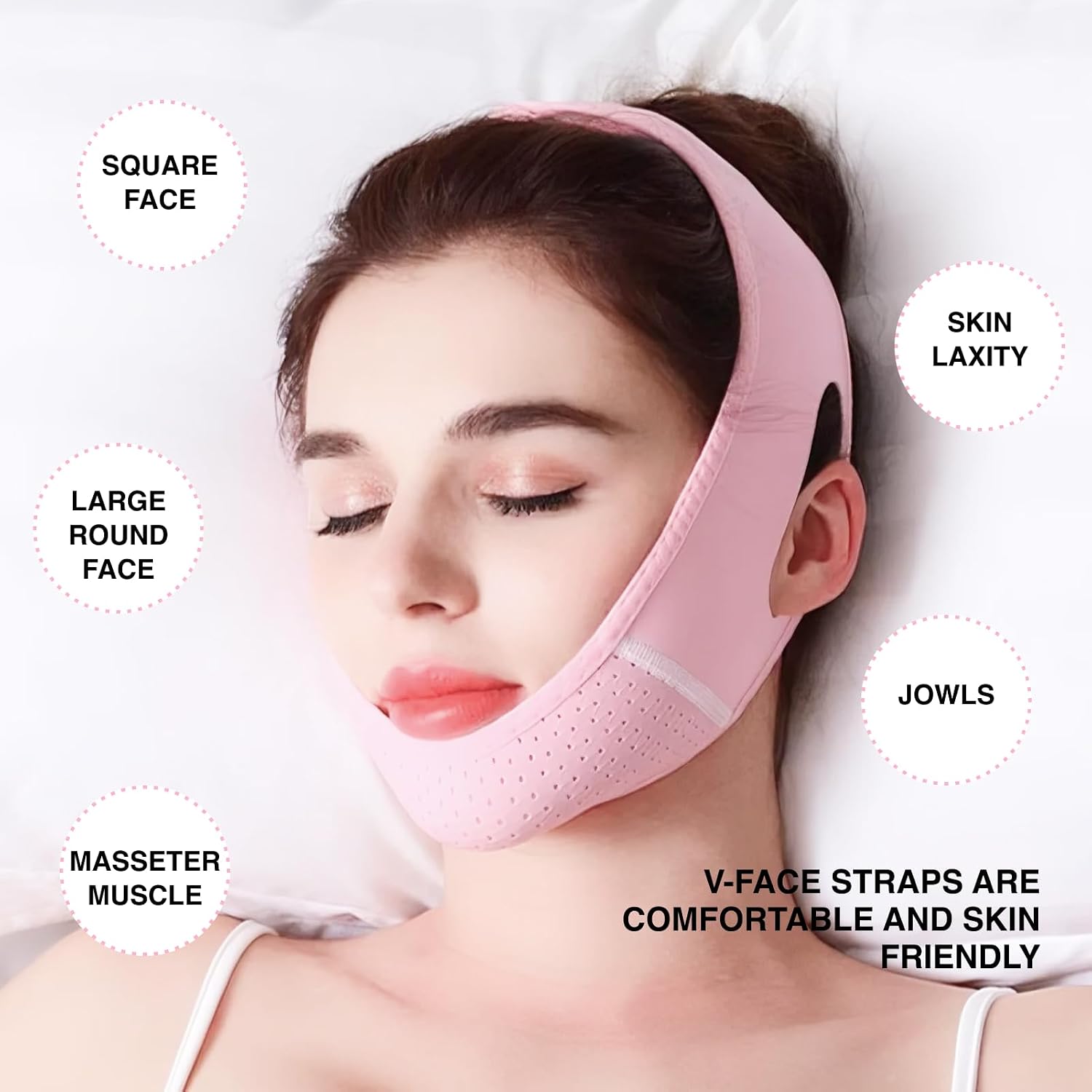 Maska pod brodę z podwójnym podbródkiem, z oddychającego materiału, nadaje się do prania i wielokrotnego użytku, ergonomiczna regulacja, dla mężczyzn i kobiet, do ujędrniania jawline i skóry
