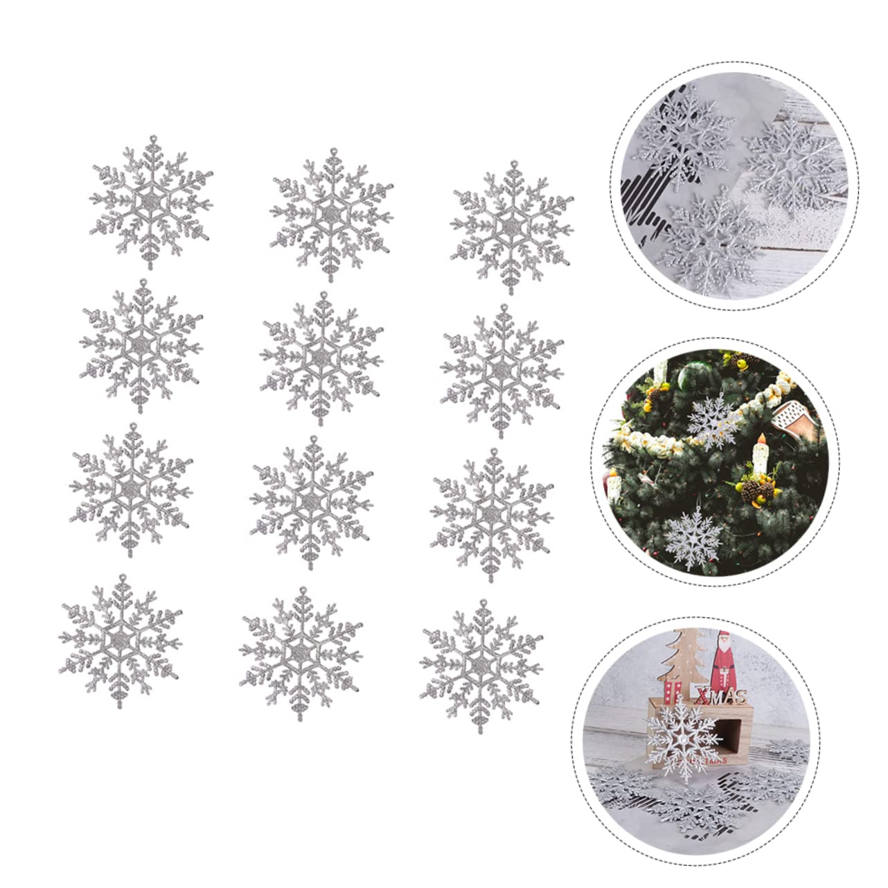 STOBAZA 96piezas Adornos Colgantes para Árbol De Navidad De De Brillo Plata para Decoración Navideña para Fiestas y Eventos