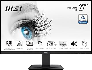 MSI Pro MP273 – Professional Monitor 27″ IPS Panel 1920 x 1080 (FHD), 75Hz, Antiglare, VESA Support, Slots for Accessorie…