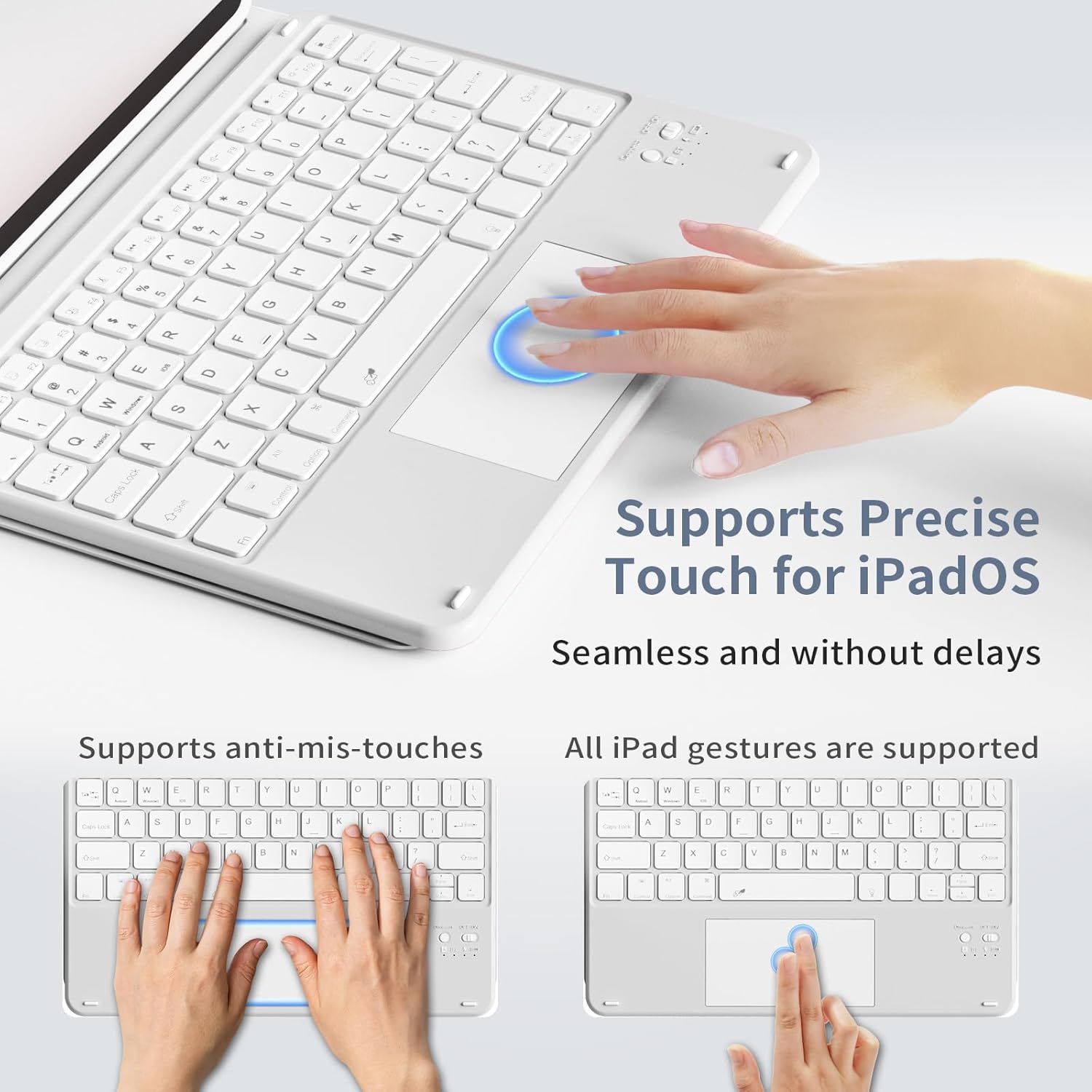 Keyboard Case for iPad Air 11-inch/Air 5th 4th Generation Case - 7 Colors Backlit,Multi-Touch Trackpad, Detachable Keyboard Cover with Pencil Holder for Air 11" M3/M2 (2025/2024) (Grey)