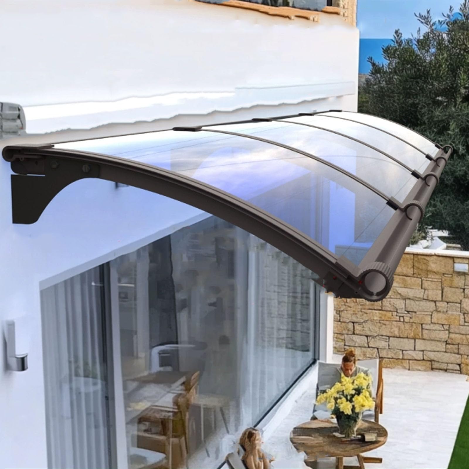 Auvent de porte pour entrée sèche protégez votre porte avec cet abri bleu et marron 80x250