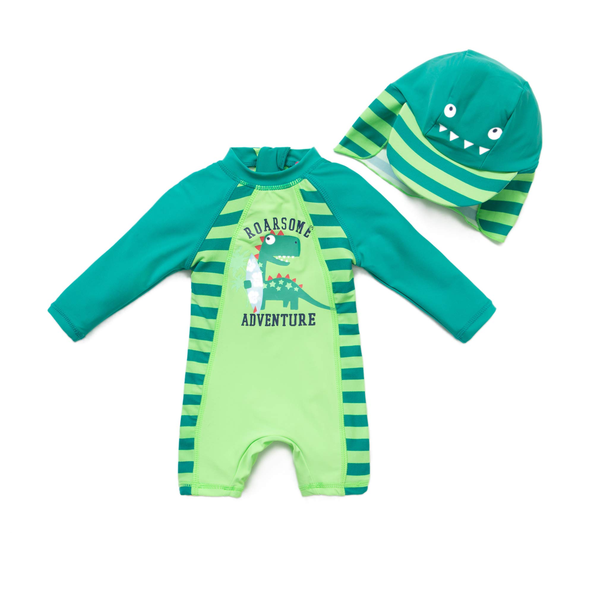 BONVERANO Traje de baño para bebé niño Trajes de baño de una Pieza de Manga Larga Protección UV 50+ Trajes de baño con Cremallera