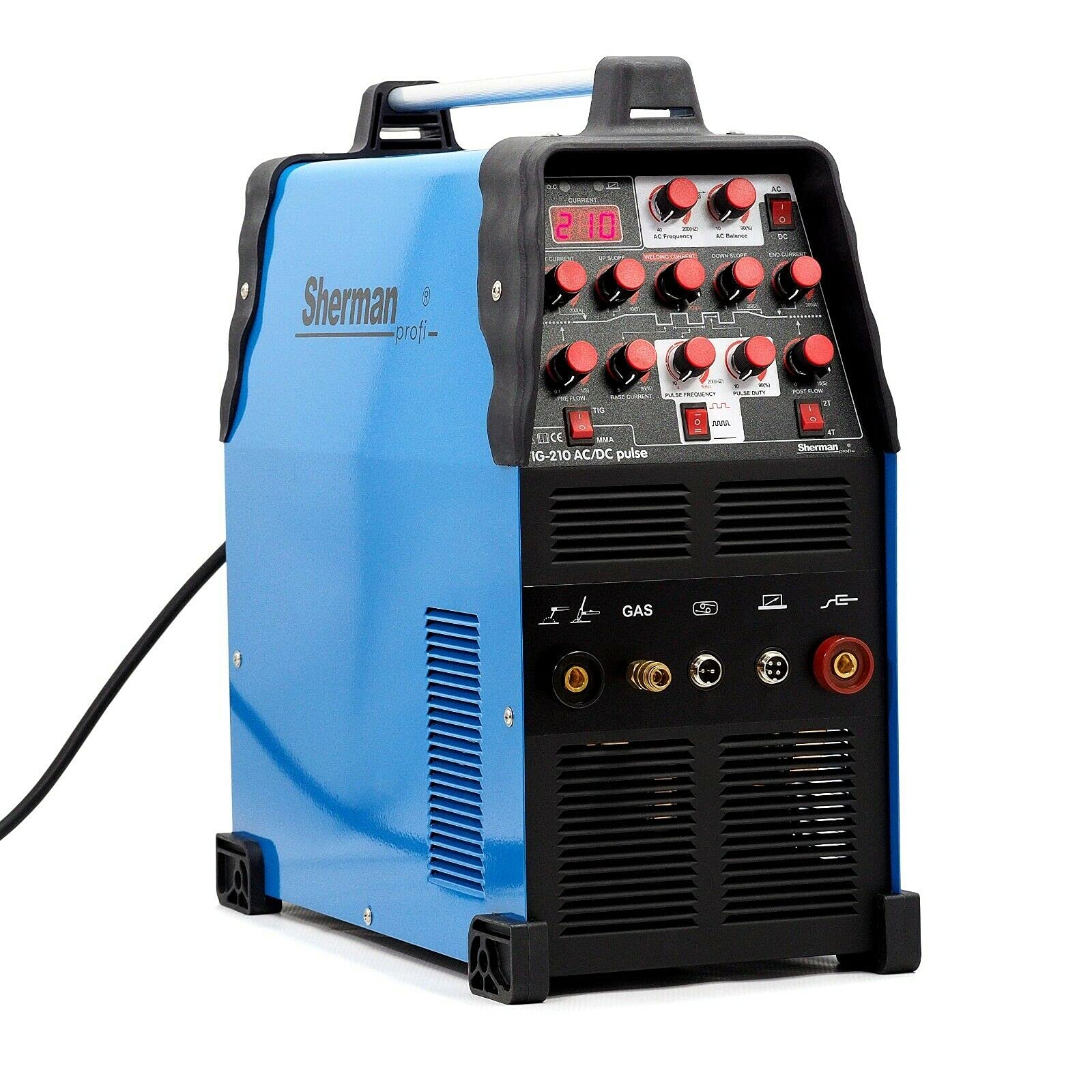 Set Sherman™ TIG 210 AC/DC Pulse WIG/TIG - Soldador Pulse 200 Amp CA/CC de aluminio inoxidable
