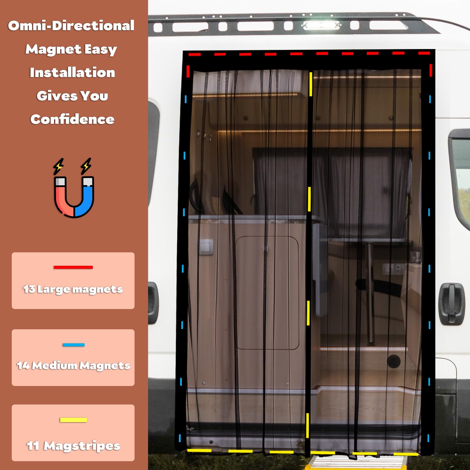 XCBYT Fliegengitter Auto für Multivan Schiebetür/Heckklappe | 150 * 110 cm | Universa Insektenschutz Wohnmobil Camper - Magnetisch Moskitonetz Auto für Camping