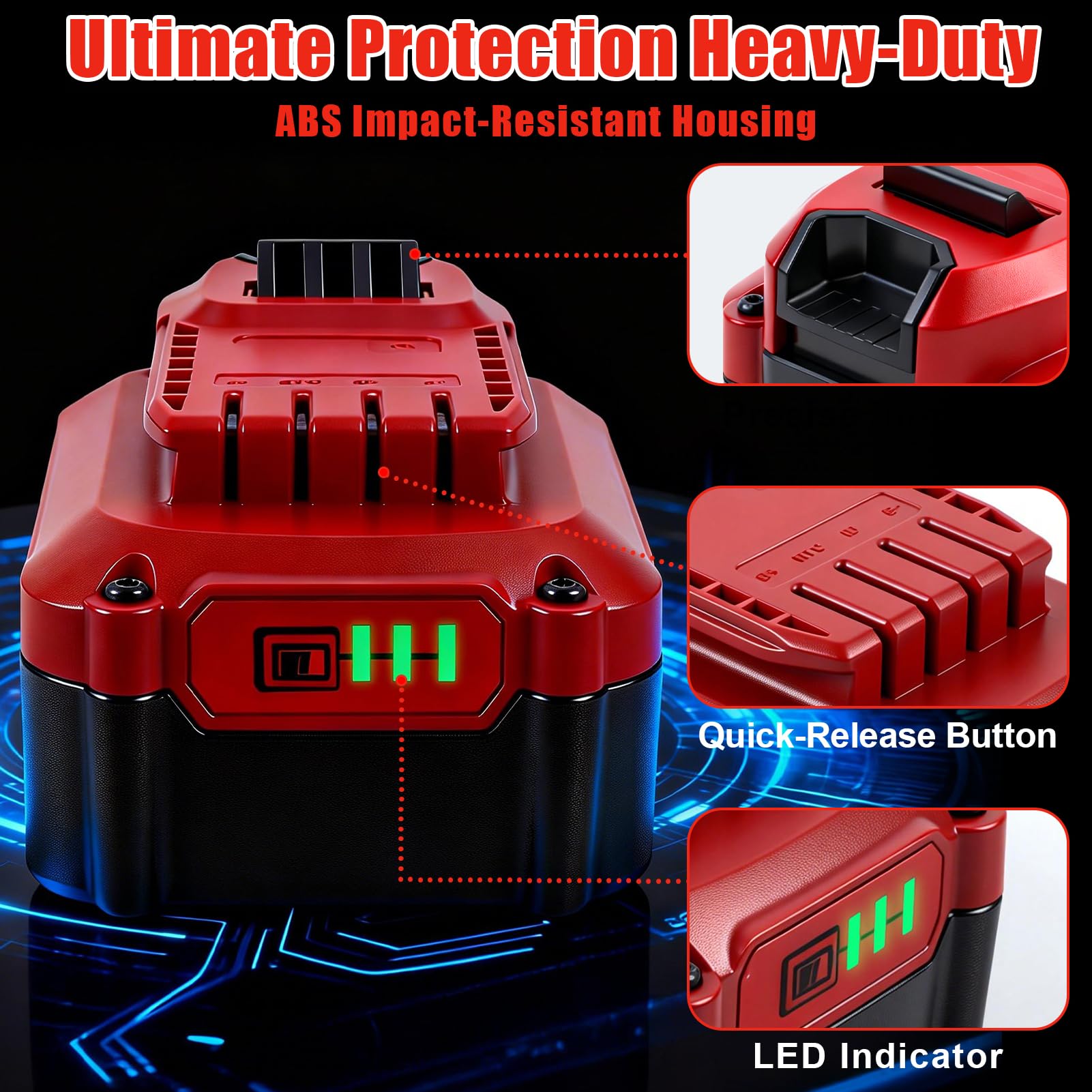 Upgrade 8.0Ah Replacement for Craftsman 20V Battery V20 Lithium ion Batteries Compatible with Craftsman 20 Volt Cordless Power Tools CMCB205 CMCB204 CMCB206 CMCB202 CMCB201B0GGGVH6WNB0GGGVH6WN,2Pack - 5