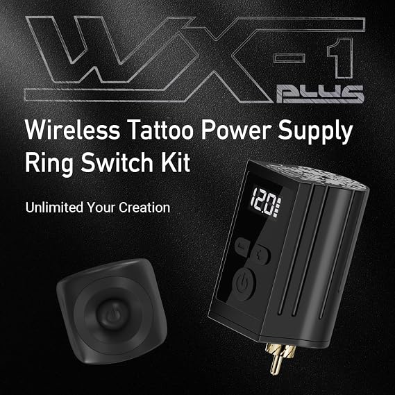 DGT WX-1Plus Tattoo Machine Battery with Jump start mode and Ring on/off switch RCA CONNECTOR, Black